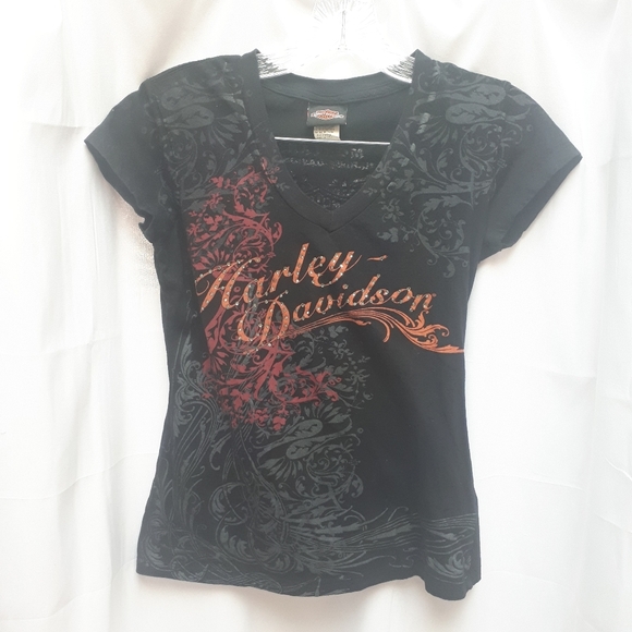 Harley Davidson Black V-neck T-shirt